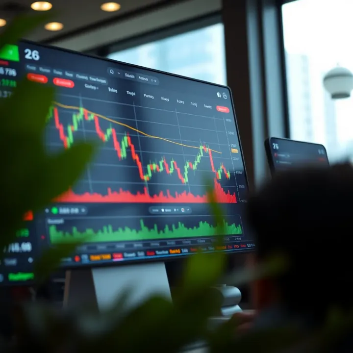 User interface of a beginner-friendly trading platform displaying charts and trading options