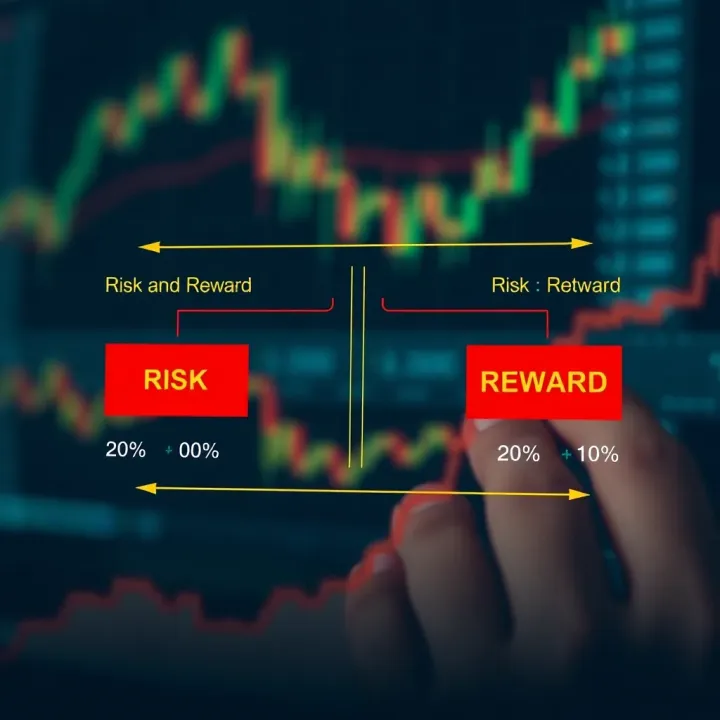 Diagram illustrating the concept of binary options investment with risk and reward