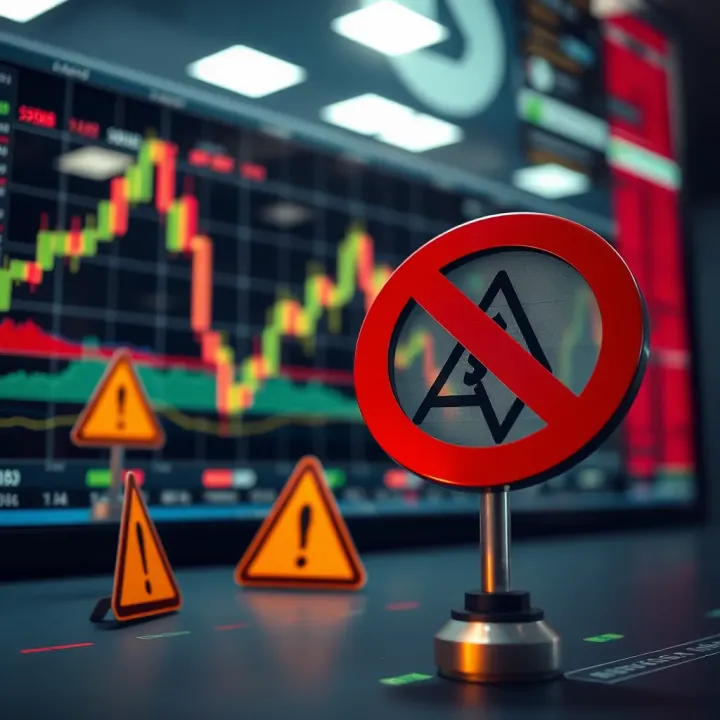 Graphic representation of financial charts with warning signs indicating the dangers of speculative investments