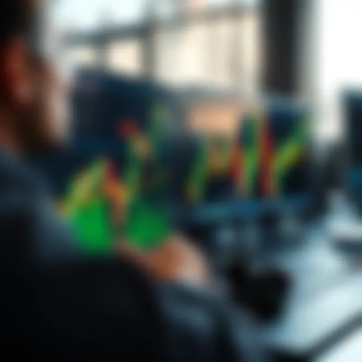 Illustration showing financial charts with swing trading and day trading advantages