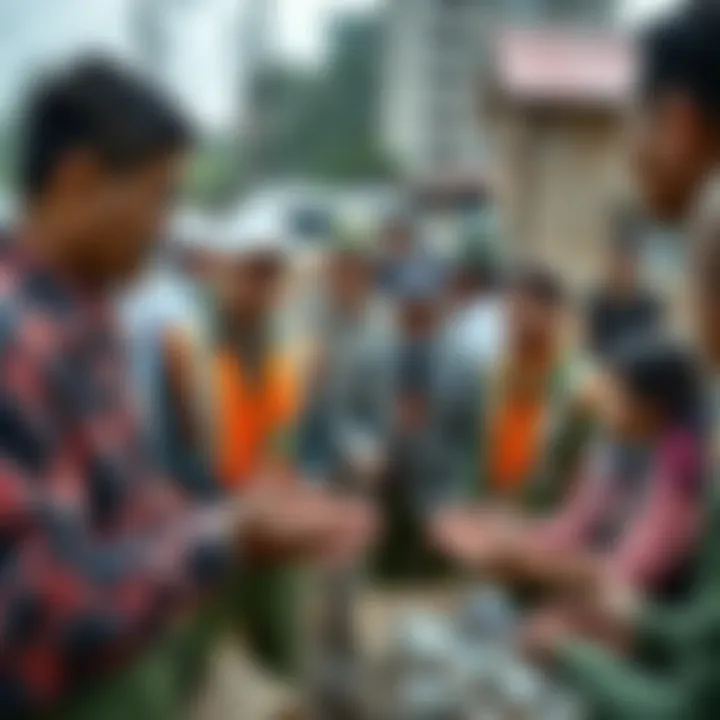 Community members collaborating in disaster preparedness activities with officials