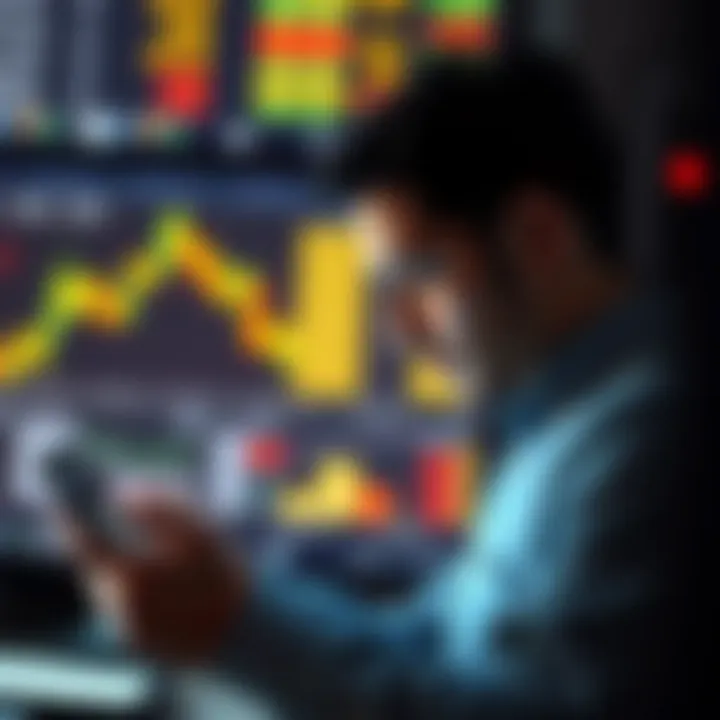 Forex trader analyzing economic calendar data on digital device