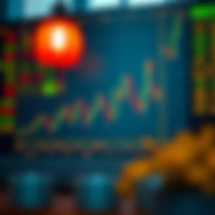 Illustration showing various common candlestick patterns used in financial technical analysis
