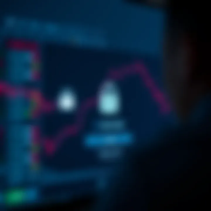 Secure login screen of digital trading platform with encryption icons