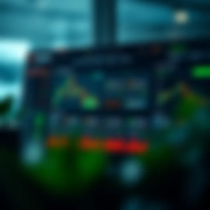 Dashboard showing various trading platform features and asset options