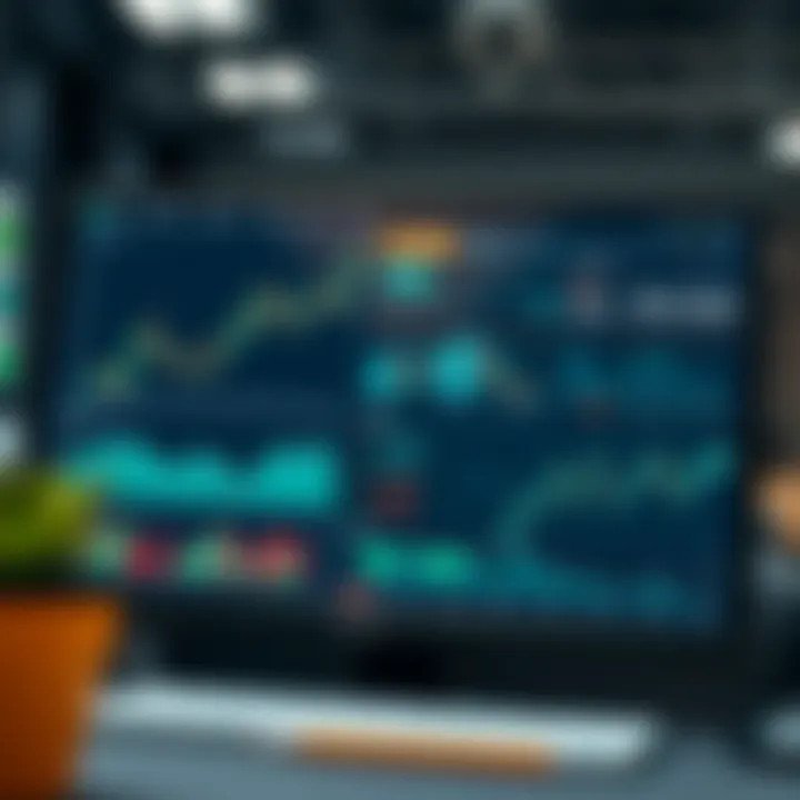 Dashboard interface showcasing various financial charts and trading tools on a digital platform