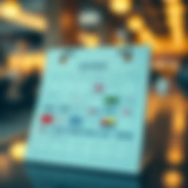 Illustration depicting a calendar with economic icons representing key financial events in Colombia