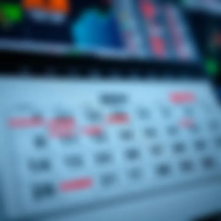 Financial calendar highlighting key economic events and data releases for investment planning