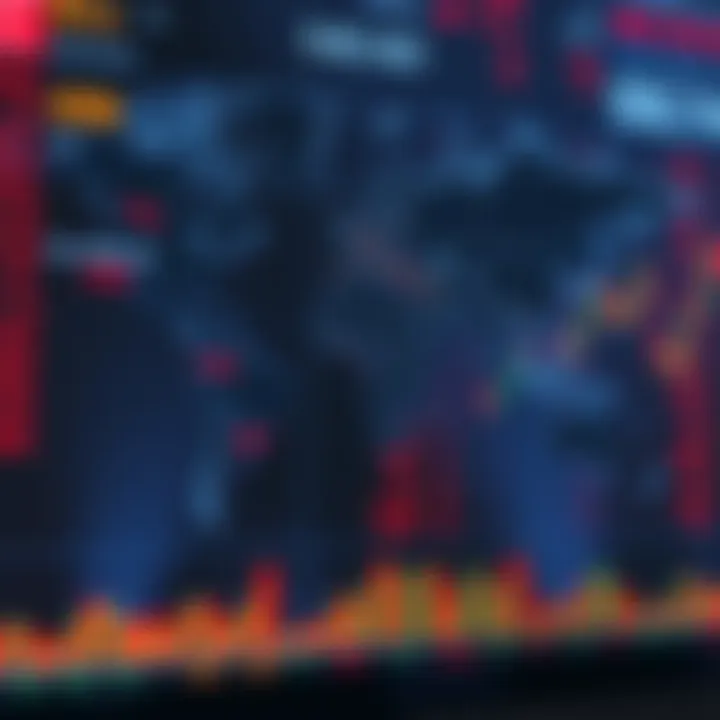 Global currencies with fluctuating exchange rates represented on a digital map