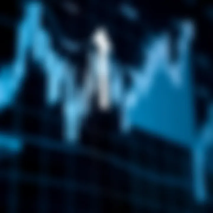 Graph showing binary options trading with upward and downward trends represented by arrows