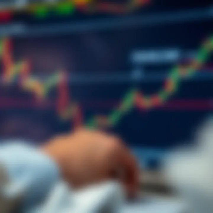 Graph showing currency exchange rates fluctuating on a financial chart