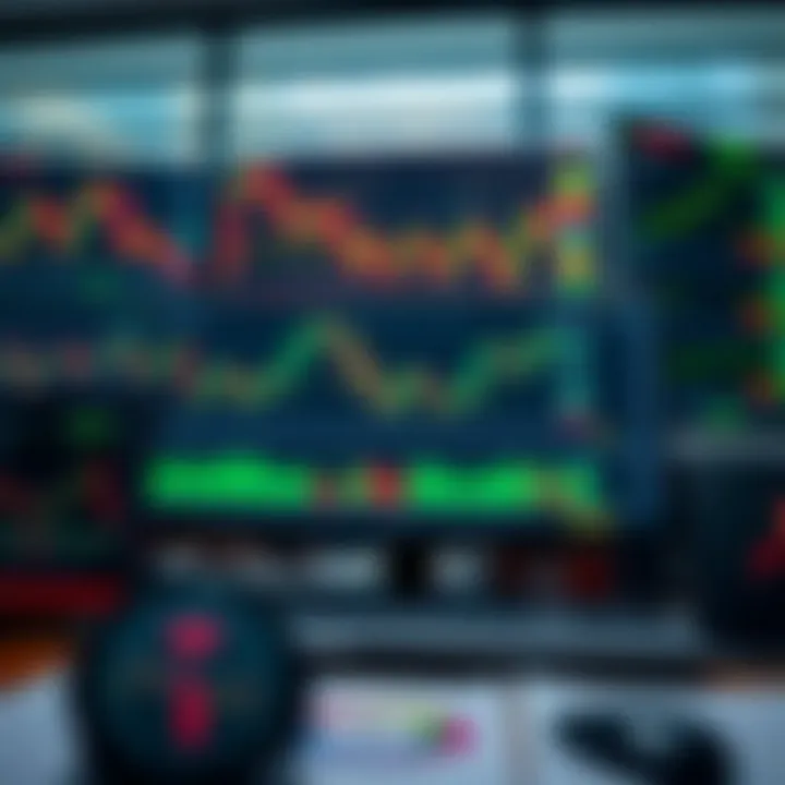 Collection of trading tools including charts, indicators, and risk management symbols