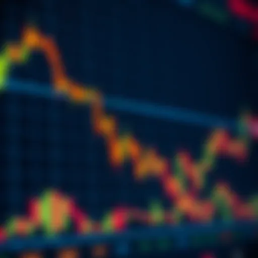 Graph showing currency pairs fluctuating on an international Forex market chart
