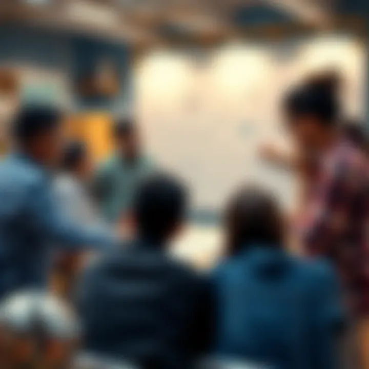 Illustration of community members collaborating around a large drawing to develop prevention strategies