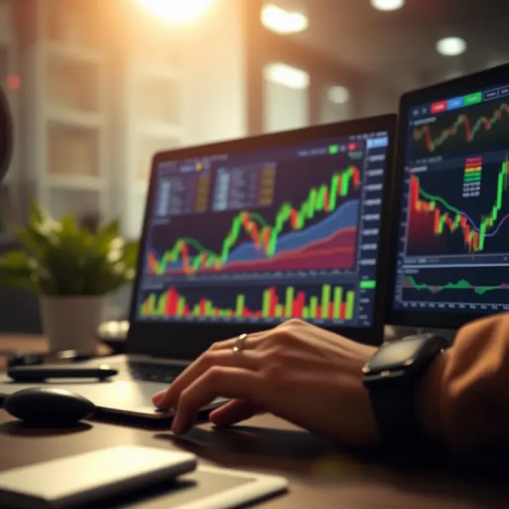 Choosing the Right Platform for Copy Trading Illustration of platform selection for copy trading with graphs and interface elements