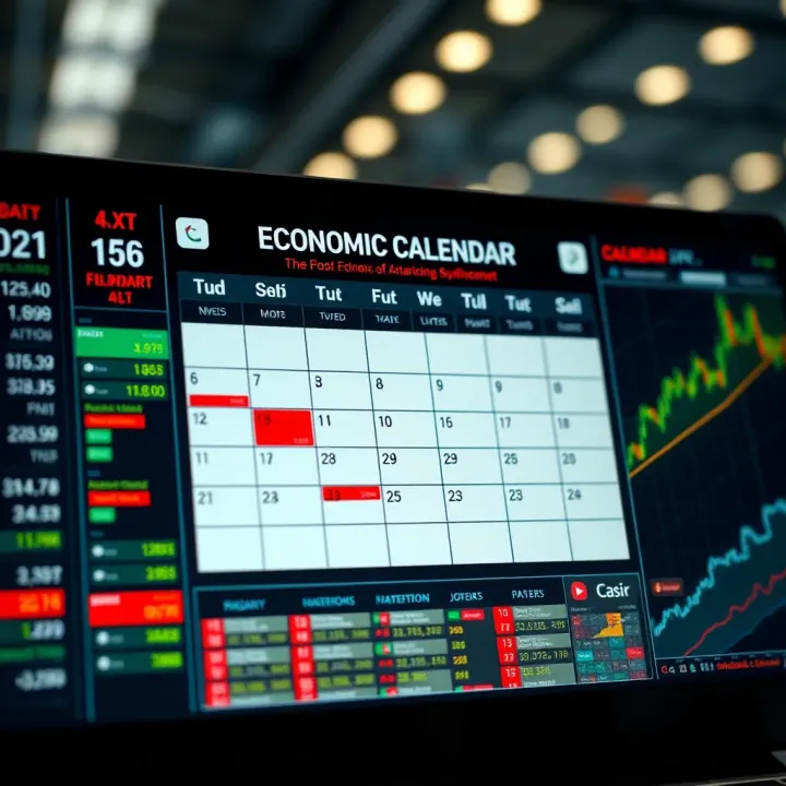 Calendar displaying key economic events impacting financial markets