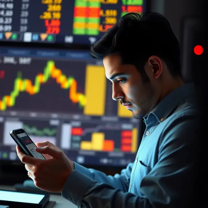 Forex trader analyzing economic calendar data on digital device