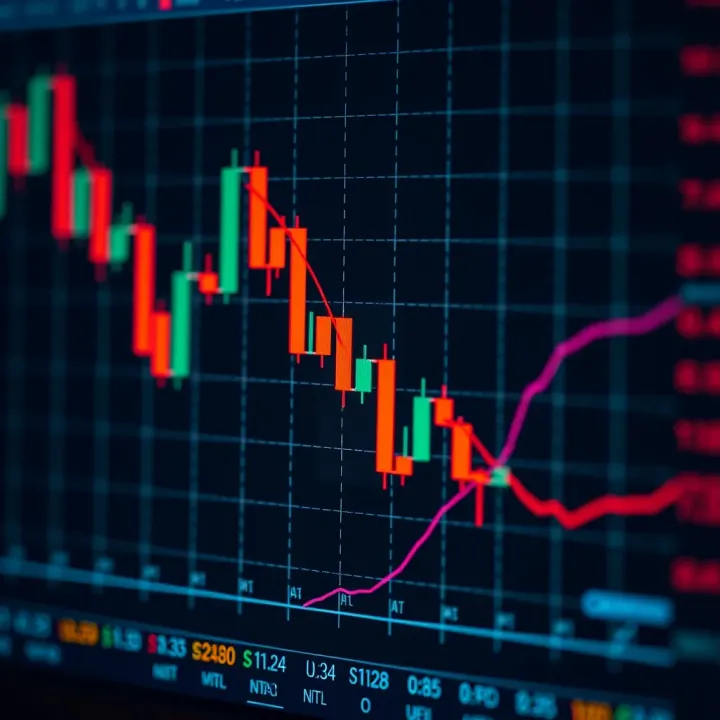 Bearish candlestick patterns indicating downward market movement on a trading graph