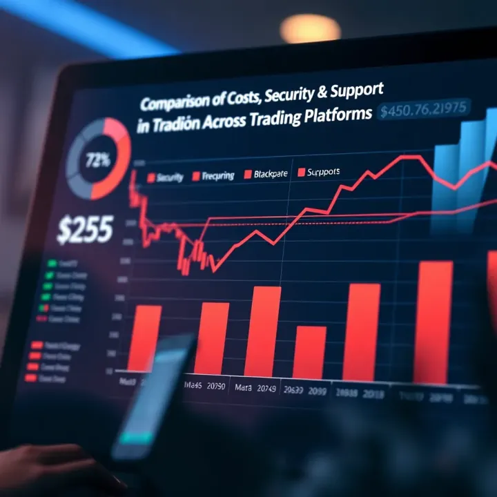 Comparison chart illustrating key factors like costs, security, and support among trading platforms