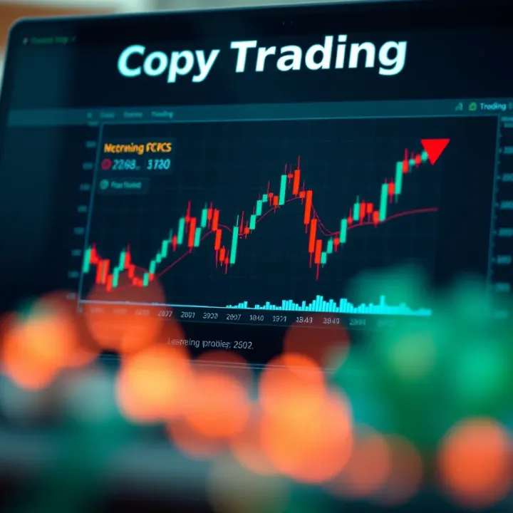 Graph showing the concept of copy trading with multiple investors following a lead trader's actions on a digital platform