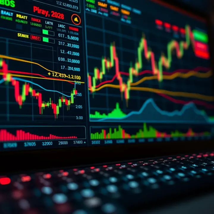 Visual representation of financial data charts and a digital interface illustrating copy trading concepts