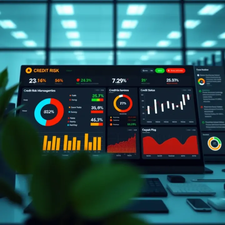 Dashboard displaying credit management tools including risk metrics and recovery status