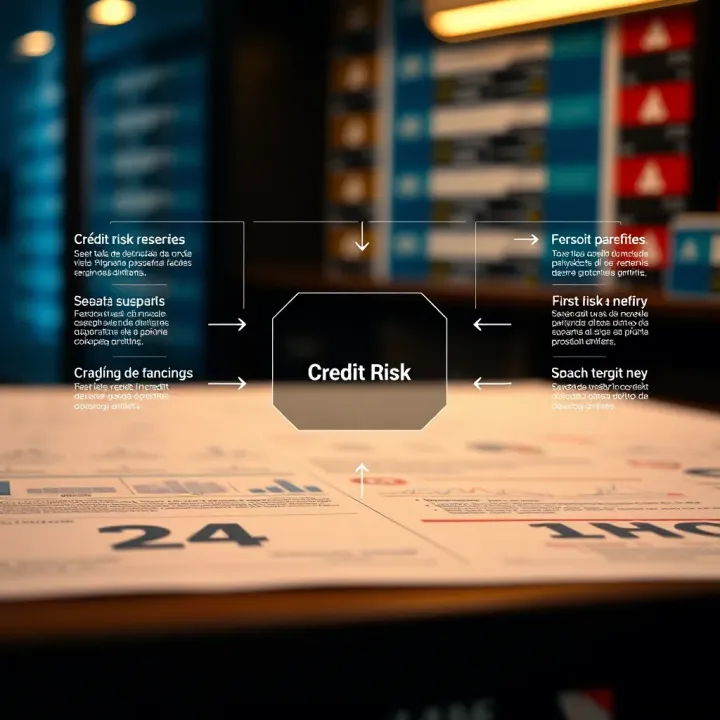 Diagram illustrating credit risk evaluation process with key factors and decision points