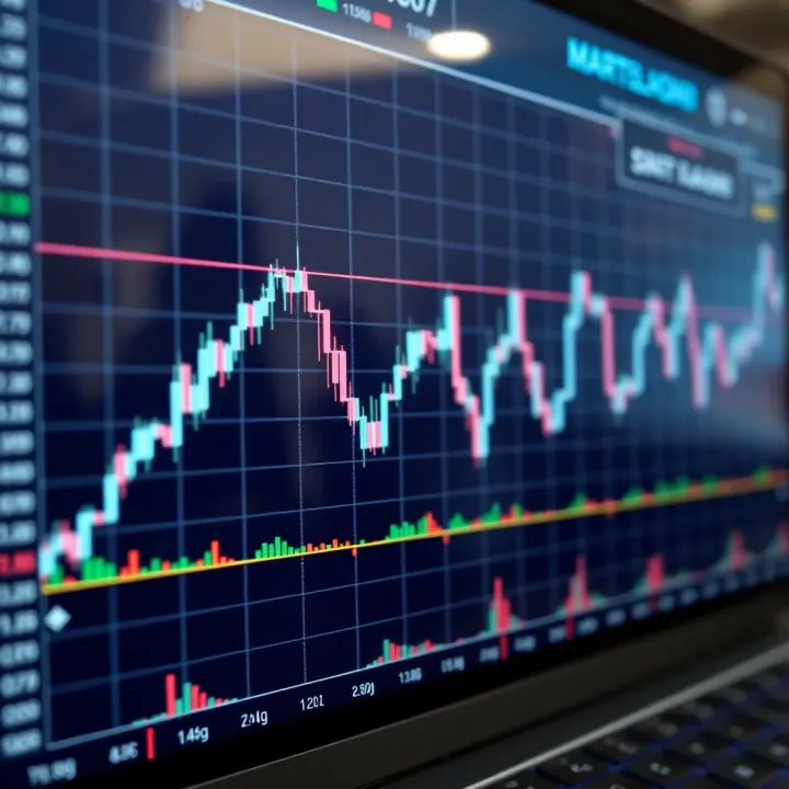 Graph depicting cryptocurrency price fluctuations on a digital trading platform