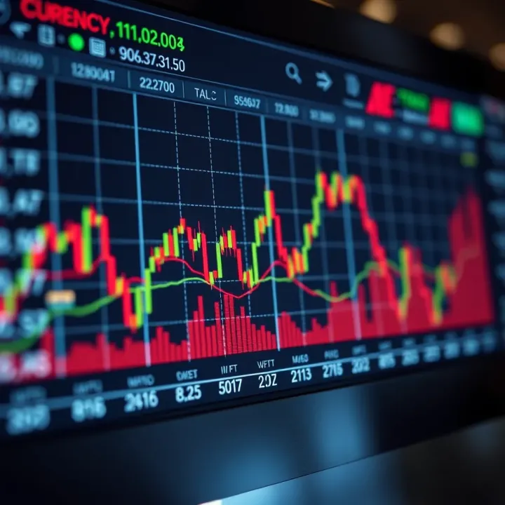 Graph showing currency market trends influenced by upcoming economic announcements