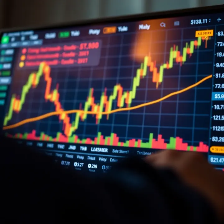Digital chart displaying financial market trends and indicators