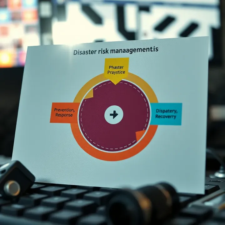 Diagram illustrating key phases of disaster risk management including prevention, response, and recovery