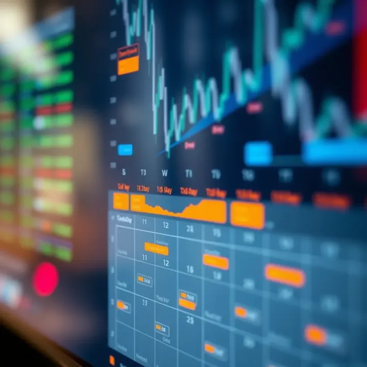 Economic calendar displaying upcoming financial events and indicators for market analysis
