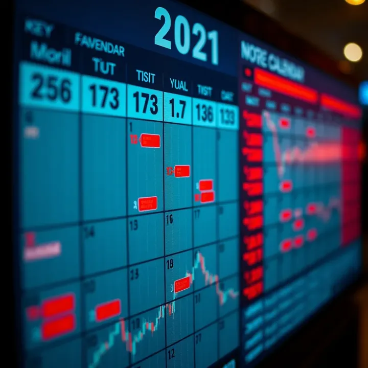 Economic calendar displaying key forex market indicators and their scheduled release times