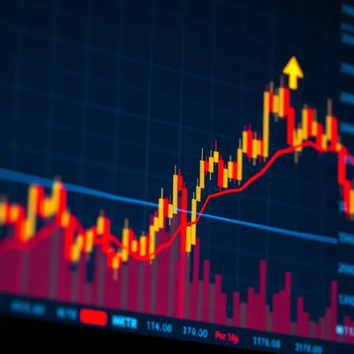 Chart showing upward trend with indicators for binary options trading success