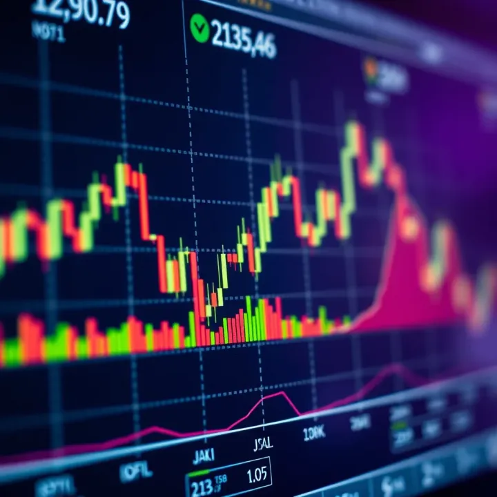 Graph illustrating common financial indicators such as moving averages and RSI on a stock chart