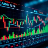 Graph illustrating binary options trading with candlestick patterns and market indicators