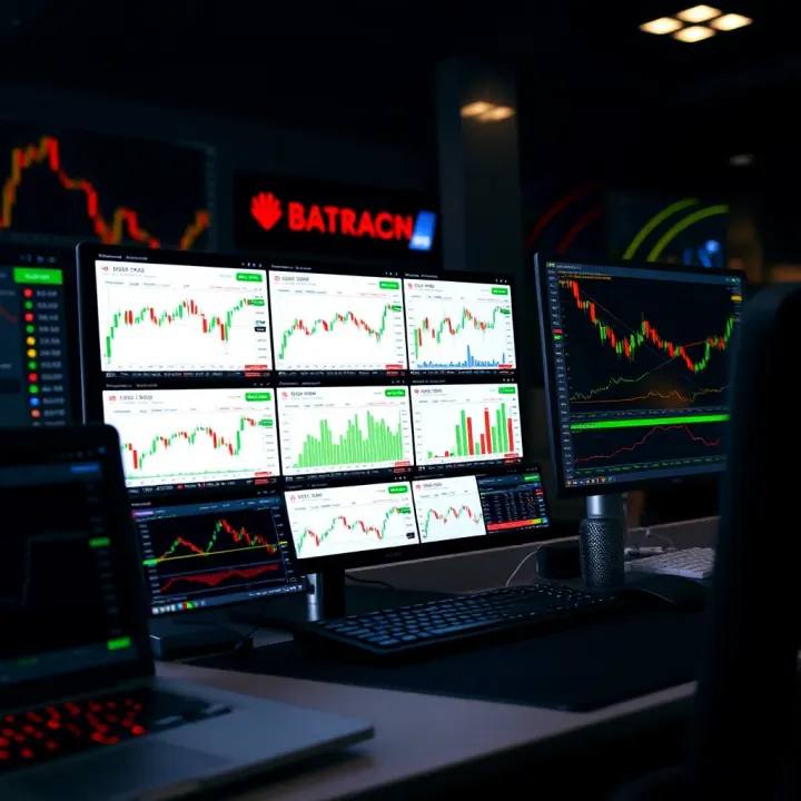 Dashboard displaying various binary options trading platforms with charts and trading tools