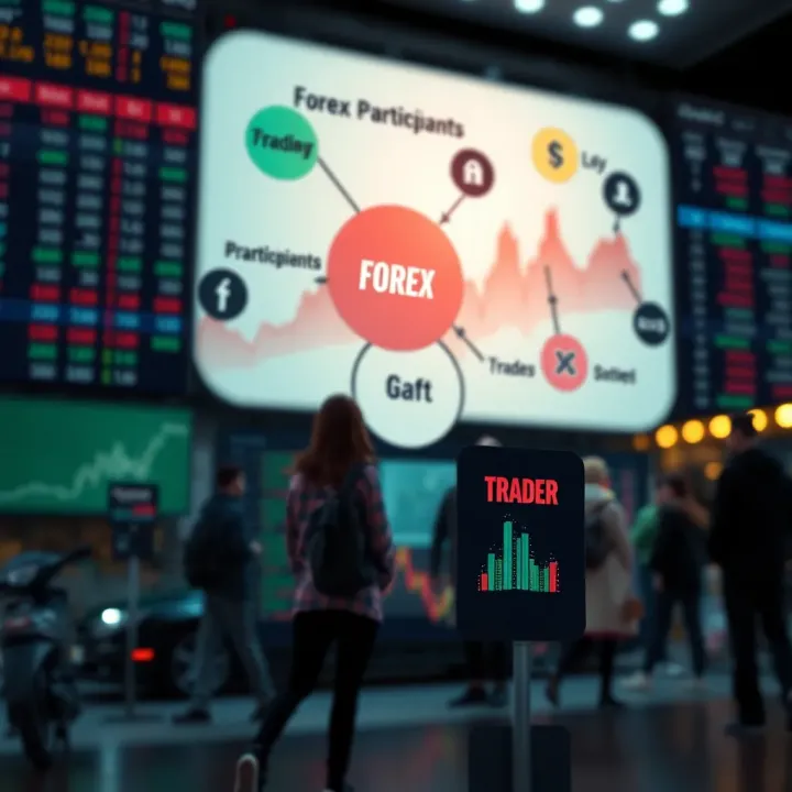 Diagram illustrating key participants and interactions within the forex market