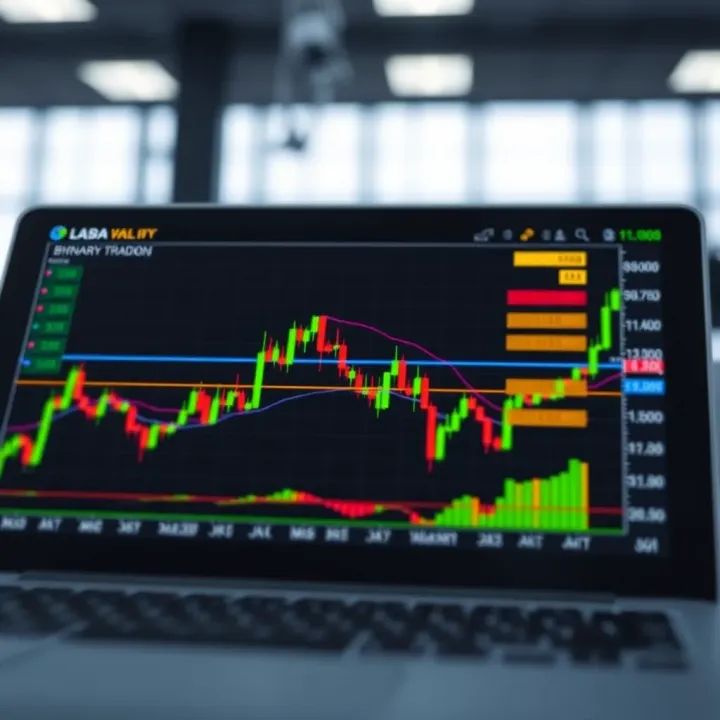 Graph showing trends and signals for binary options trading in Colombian market