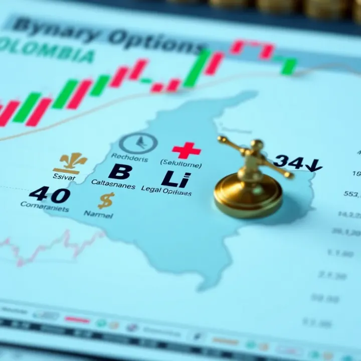 Chart showing financial regulation symbols representing binary options legal framework in Colombia