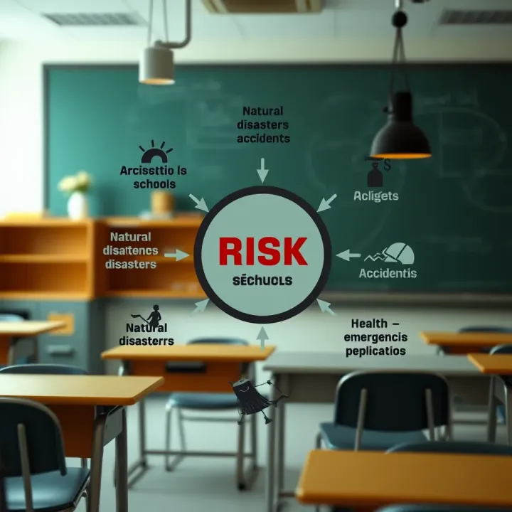Common Risks in Schools and Their Prevention Strategies Diagram displaying different types of common risks in schools including natural disasters, accidents, and health emergencies