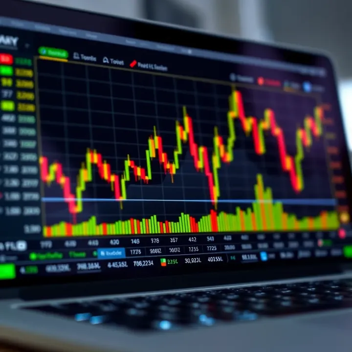 Graph showing simulated trading performance on a demo binary options platform