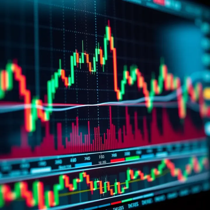 Graph illustrating common technical patterns like head and shoulders and support resistance lines