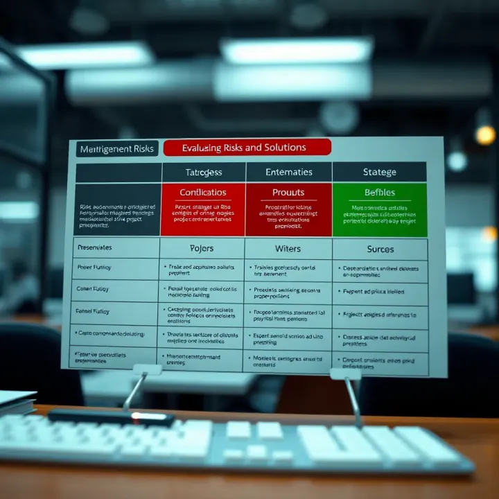 Evaluating Risks and Solutions in Project Feasibility Chart showing risk identification and mitigation strategies for project viability