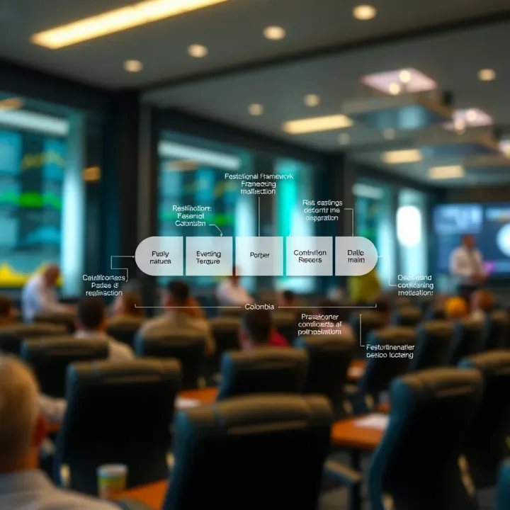 Diagram illustrating the institutional framework and key components of risk management strategies in Colombia