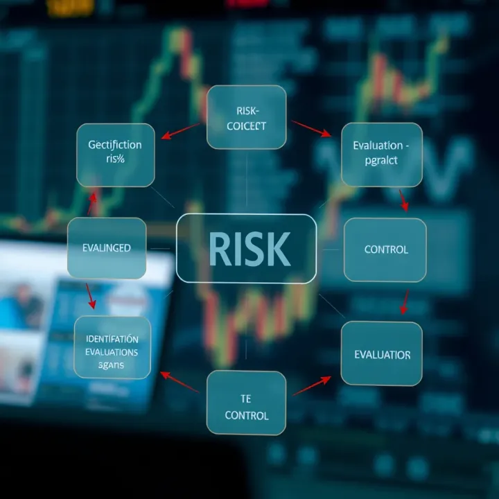 Diagram illustrating key risk management concepts including identification, evaluation, and control