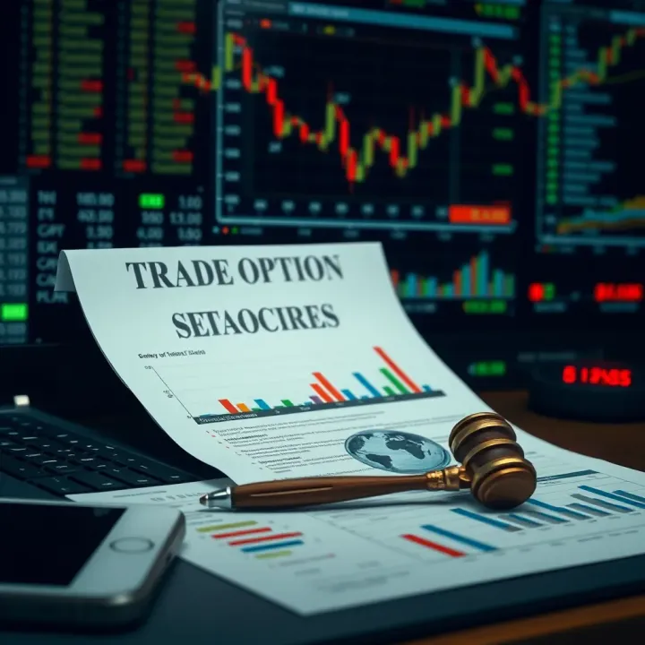 Secure online investment with charts and legal documents symbolizing safety in Colombian binary options