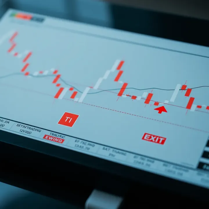 Chart showing price fluctuations with highlighted swing trading entries and exits