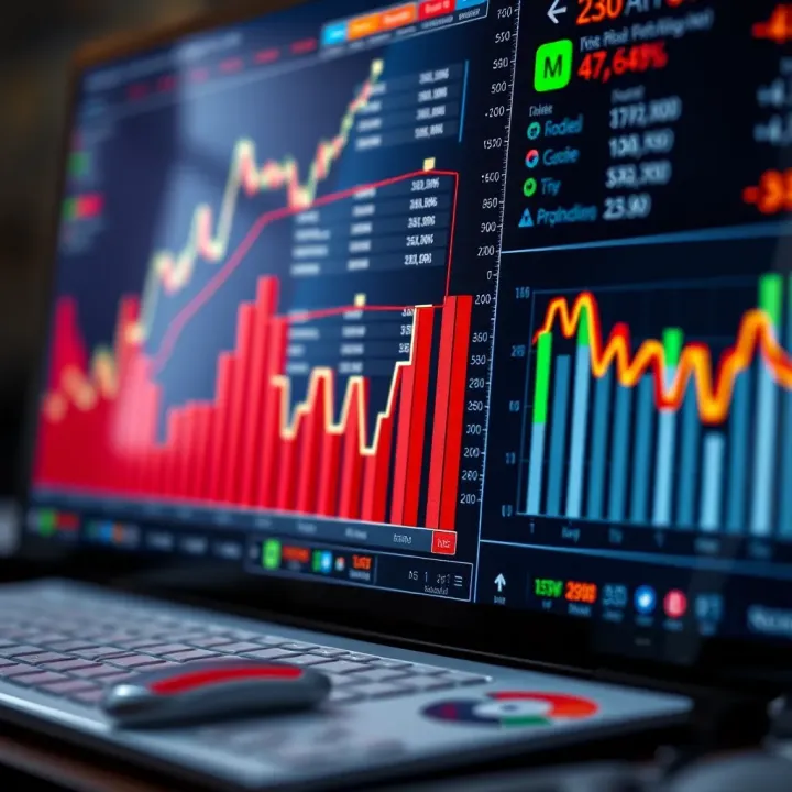 Financial graphs and charts illustrating business performance indicators