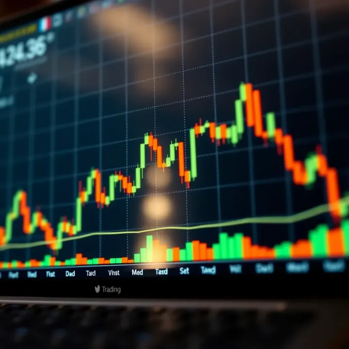 Candlestick chart displaying price movements and trends over time